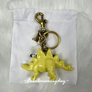 COACH Stegosaurus Bag Charm Key Ring FOB Enamel & Metal Brass/Yellow CAX77